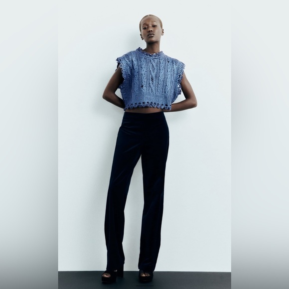 NWOT Zara metallic top blue - SMALL - Picture 2 of 3